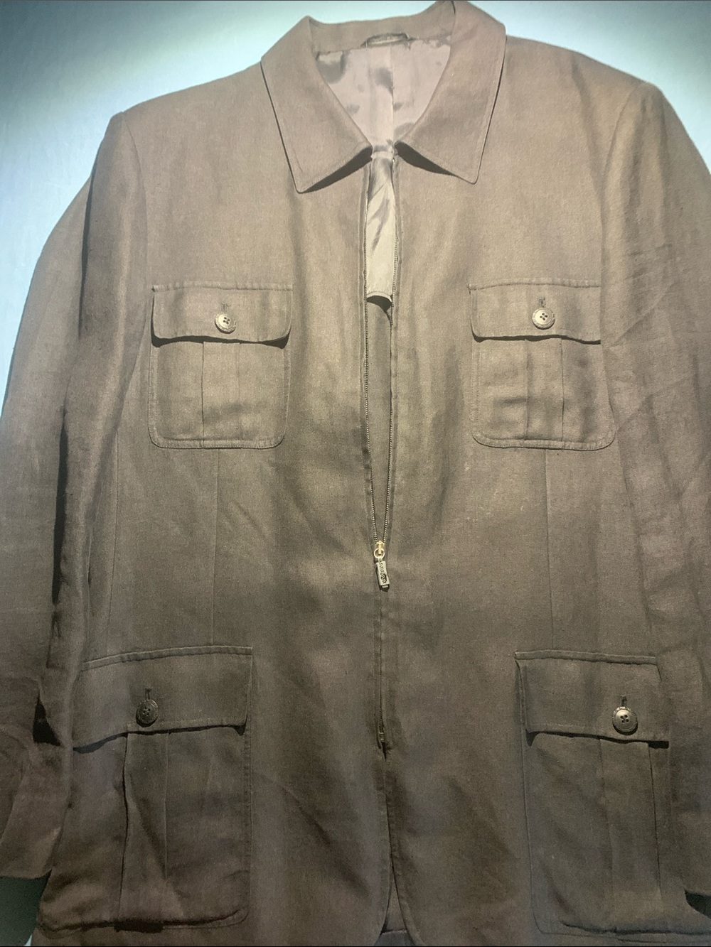 Versace Vintage ClassicV2 100% Linen Men's Black Shirt Jacket with